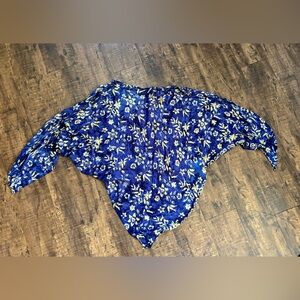Floral Blue Women's Shawl style top